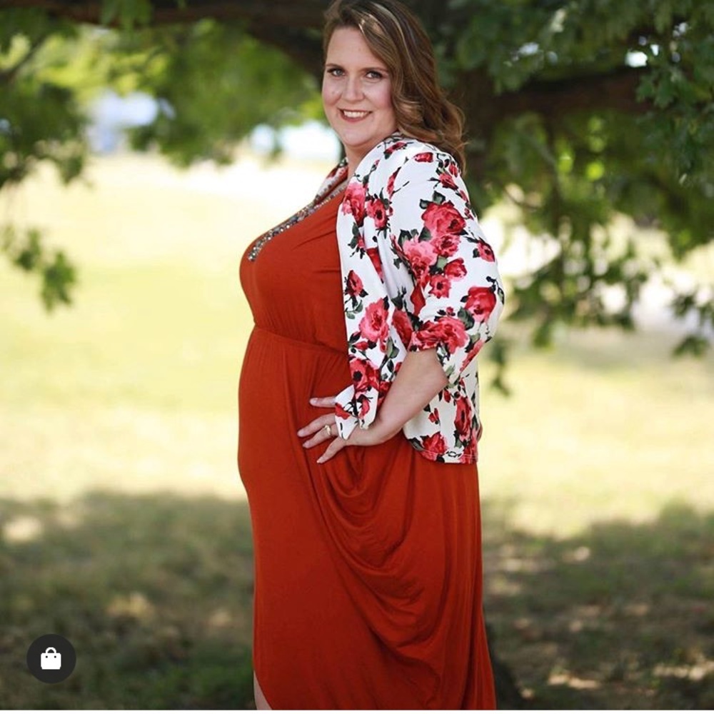 Copper V-neck Drape dress